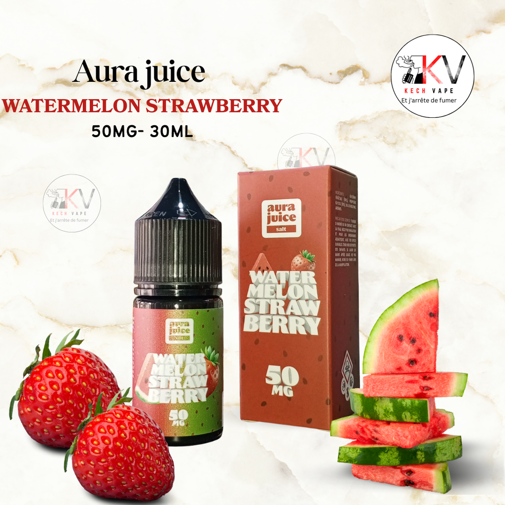 Aura Juice 50mg 30ml – salt de nicotine – saveur Watermelon Strawberry