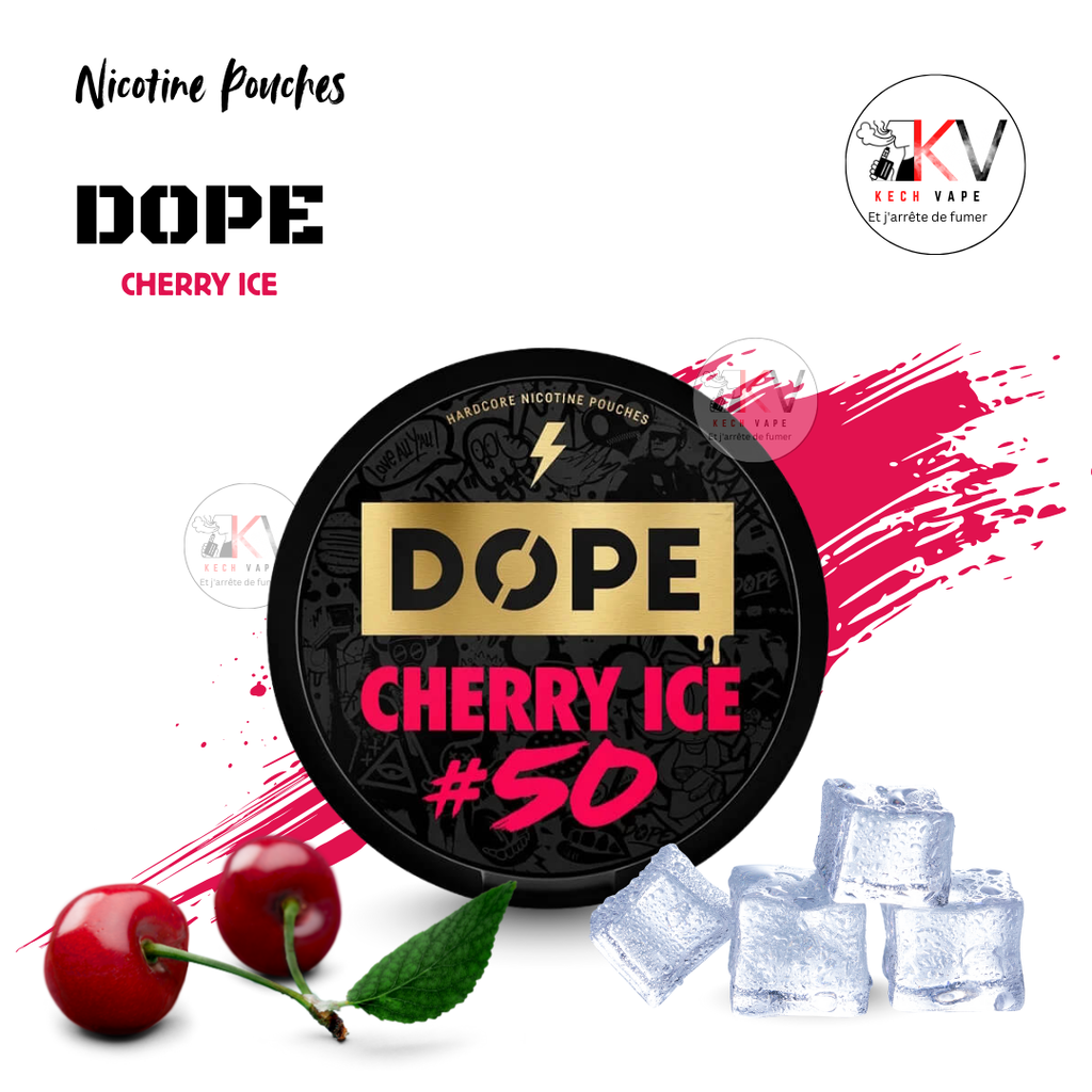 Dope Nicotine Pouches SNUS sans tabac CHERRY ICE -- KechVape