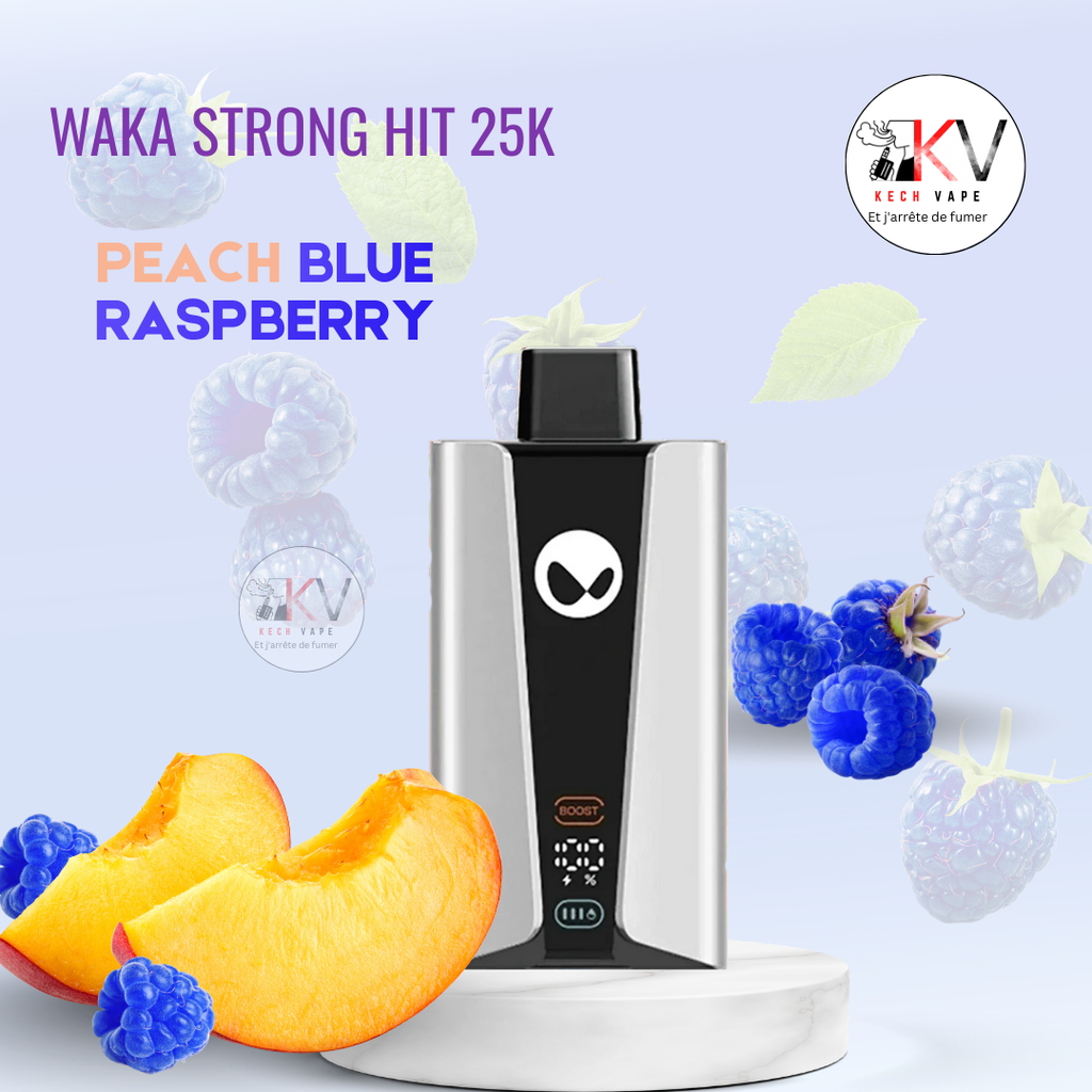 WAKA Strong Hit 25K vape jetable saveur PEACH BLUE RASPBERRY – KechVape Marrakech