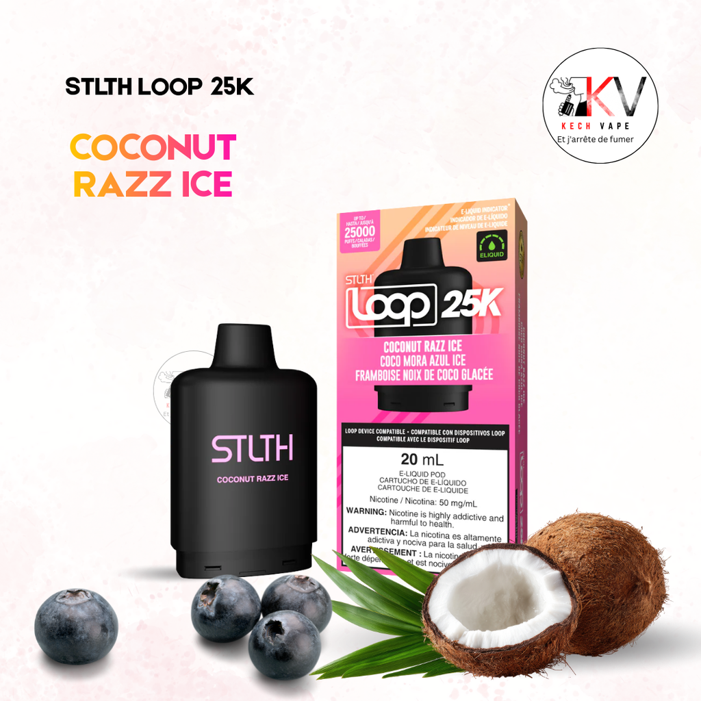 STLTH Loop 25K Pod Coconut Razz Ice – Cartouche Vape 25 000 Puffs | KechVape