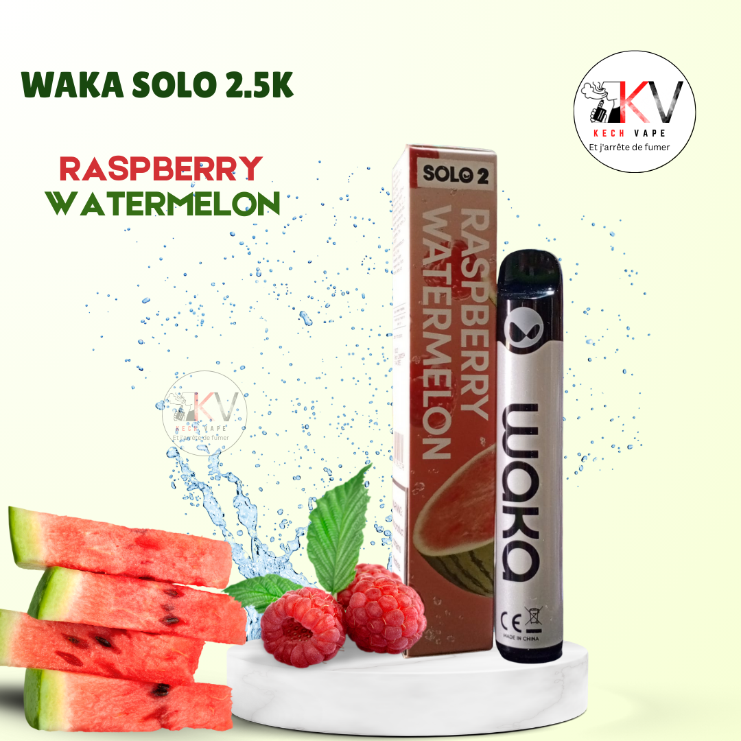 WAKA SOLO 2.5K vape jetable saveur RASPBERRY WATERMELON – KechVape Marrakech
