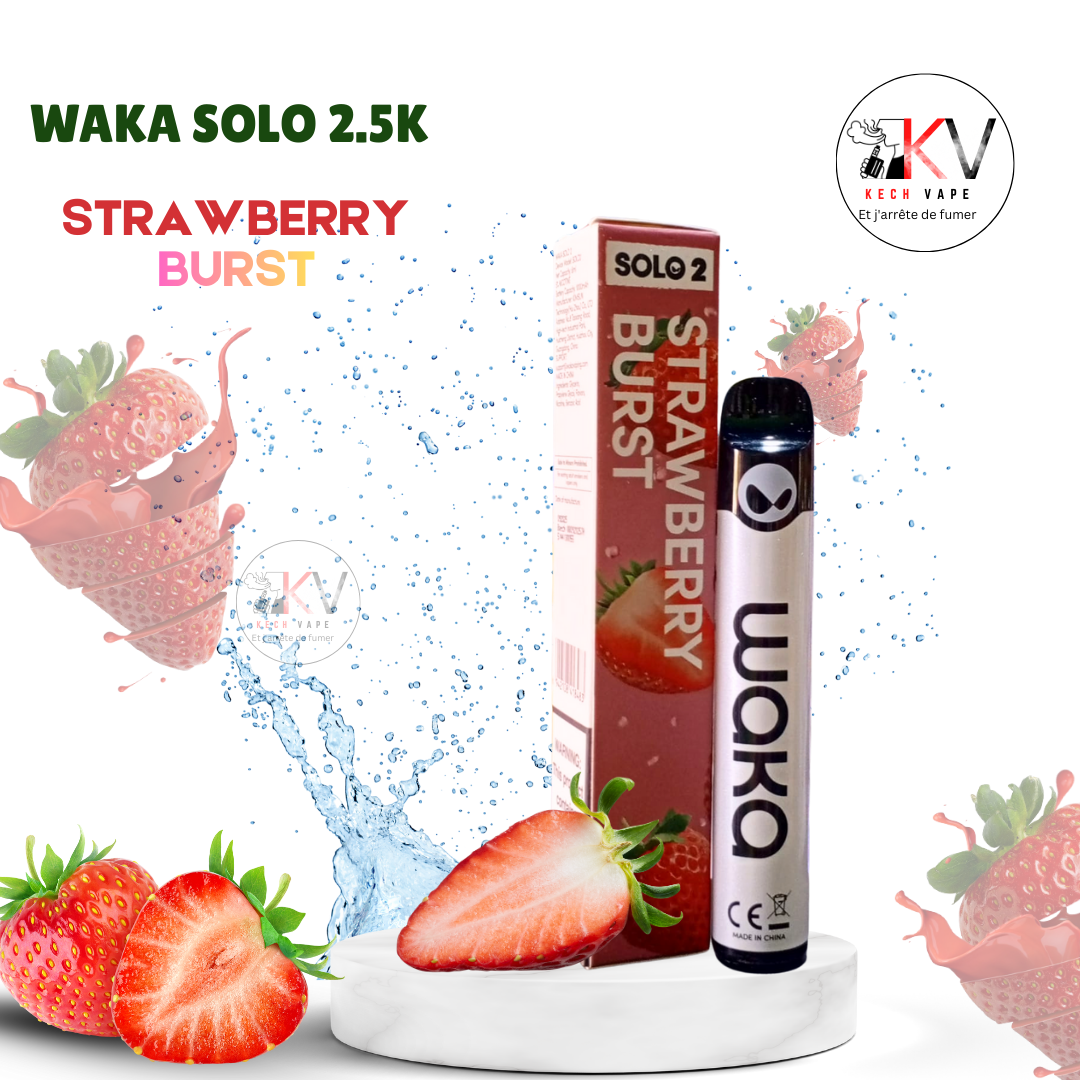 WAKA SOLO 2.5K vape jetable saveur strawberry burst – KechVape Marrakech